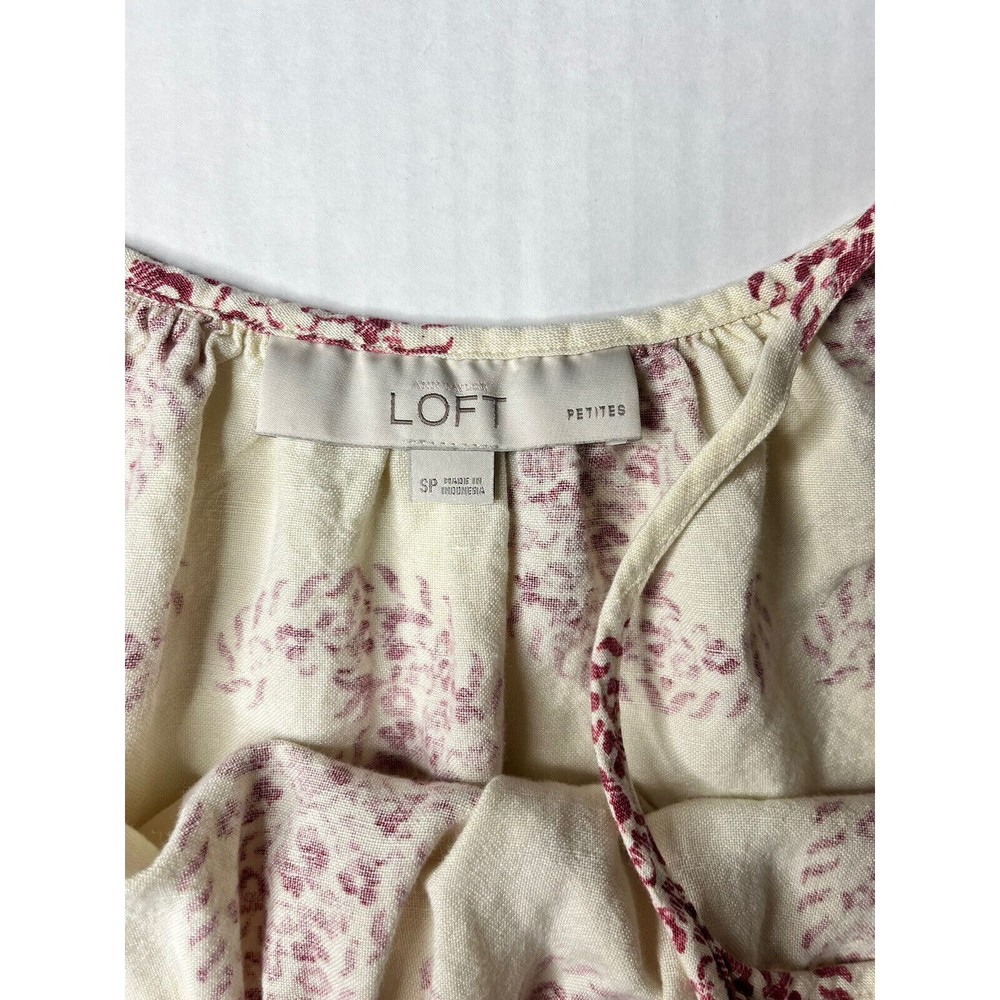 Loft Petites Linen Blend Cami Size SP Spaghetti Tank Top Paisley Floral - Picture 6 of 10